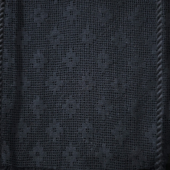 ✨️4/$20. Black White Bohemian Flowy Bell Sleeve Blouse, Embroidered Whipstitch - Picture 6 of 14